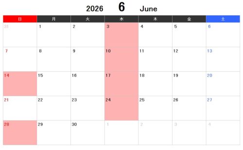 6月のお休み(*^^*)